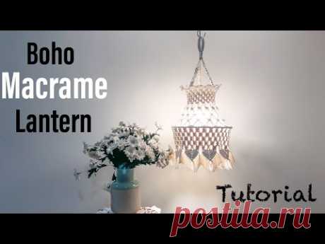 How to make a boho macrame lantern / DIY lantern with cord / Easy DIY lampshade - YouTube
