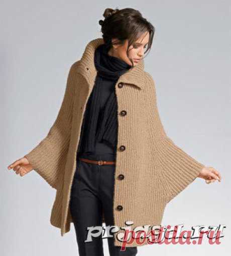 Пальто-пончо спицами