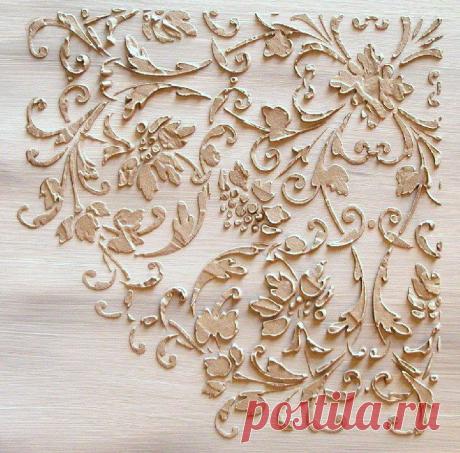 Raised Plaster Cardouche Stencil, Wall Stencil, Furniture Stencil