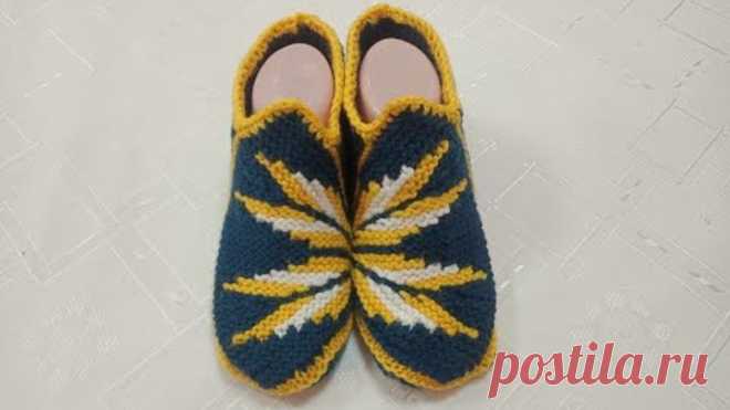 Плетени Терлици #128 (Knitted Slippers) (Тапочки спицами) (Patik) (Pantufas passo a passo)