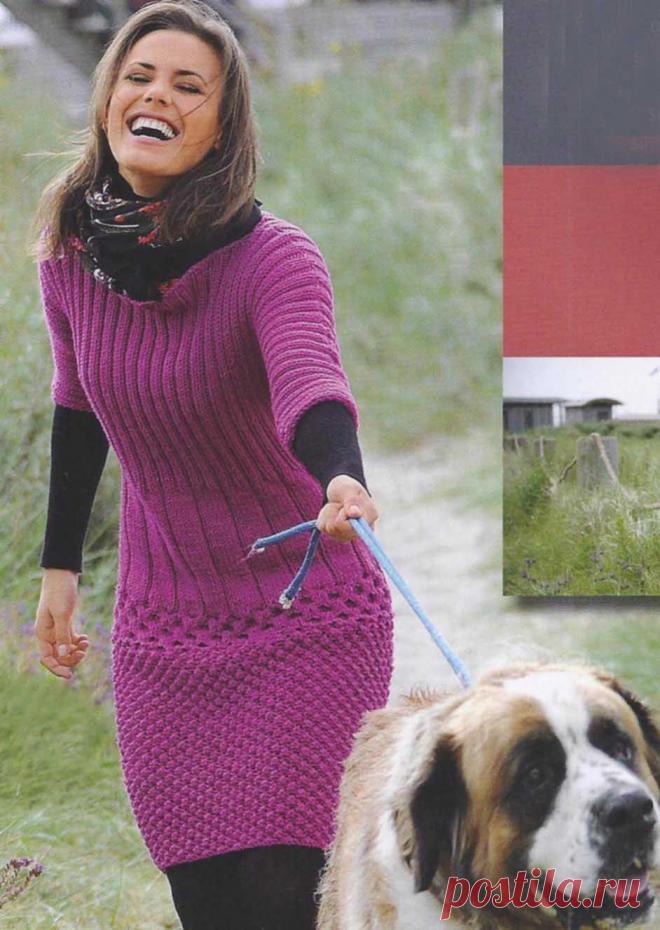 Вязание крючком и спицами - Вязаное платье каракулевым и сотовым узором