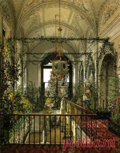 Konstantin Andreyevich Ukhtomsky, &quot;The Small Winter Garden of Empress Alexandra Fyodorovna,&quot; 1870s.  |  Pinterest • Всемирный каталог идей