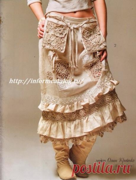 Юбка с вязаными мотивами | Ниточка