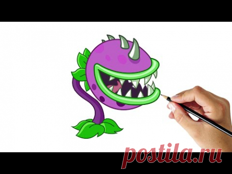 How to draw chomper from plants vs zombies - YouTube