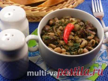 Куриные сердечки с фасолью в мультиварке