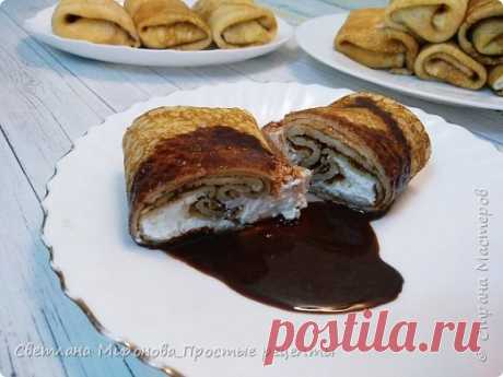 Невероятно вкусные блинчики с творогом и шоколадным соусом!