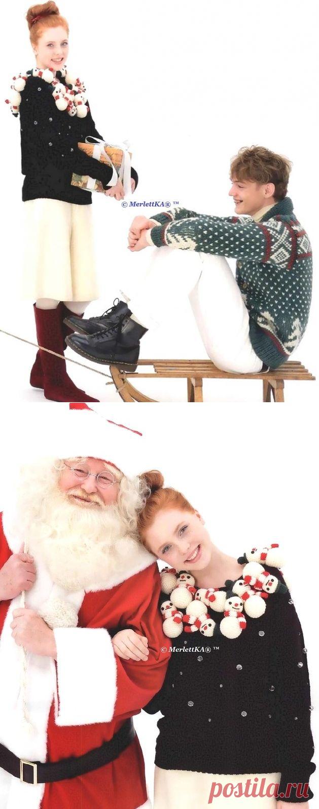 Рождественское вязание спицами - пуловер и кардиган