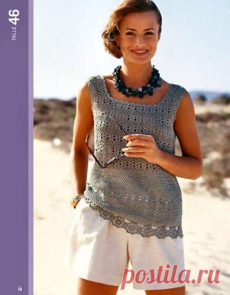 Схема вязания крючком летней маечки - Схемы вязания топов - Схемы для вязания - Уроки вязания крючком - Вязание крючком, мотивы, схемы для вязания крючком