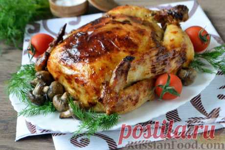 Рецепт: Курица, фаршированная гречкой и грибами на RussianFood.com