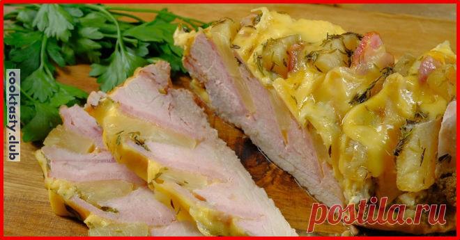 Индейка Хассельбек Ингредиенты: консервированный ананас дольками — 150 г ветчина — 100 г сыр — 100 г филе индейки — 1 кг растительное масло — 20 мл соевый соус — 30 мл тимьян — 1/2 ч.л. мед — 1 ст.л. горчица — 1 ст.л. Приготовление: Дольки ананаса разрезать на 3 части, ветчину и сыр нарезать слайсами Сделать …