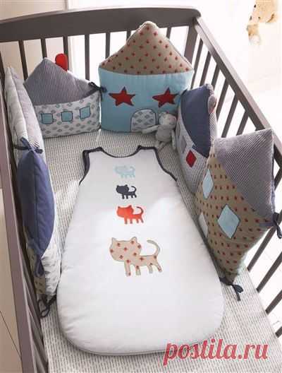 Домики для бортиков кроватки и конверт на прохладную погоду для малютки - Рукоделие