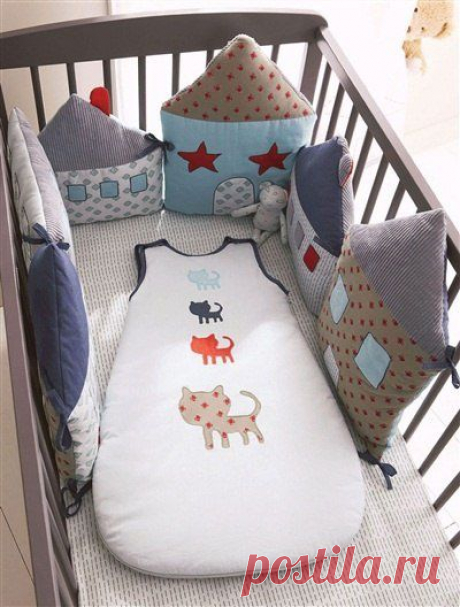 Домики для бортиков кроватки и конверт на прохладную погоду для малютки - Рукоделие