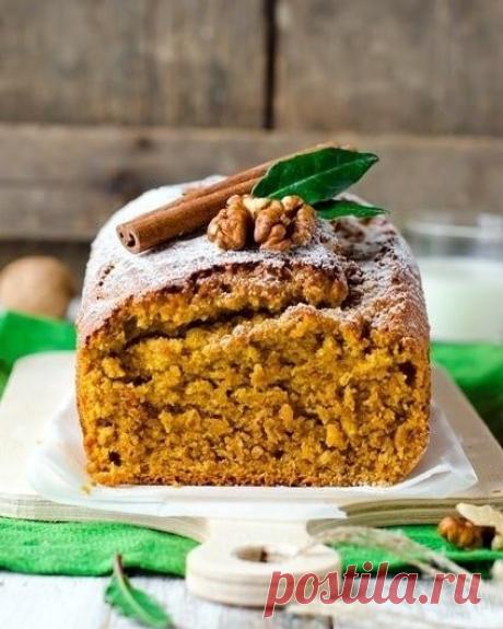 ​Постный тыквенно-овсяный кекс с орехами и пряностями