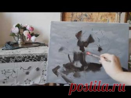 Пионы. Итальянский метод работы масляными красками