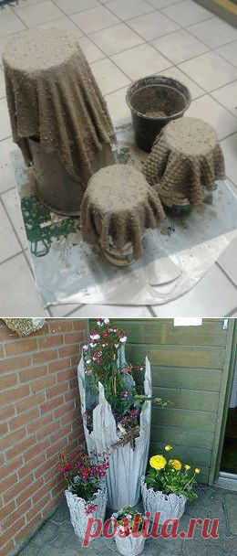 Old Cloth and Concrete Wash = Flower Pots :: Hometalk