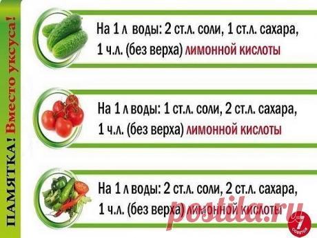 Шпаргалка для консервации
Забирайте, пригодится!