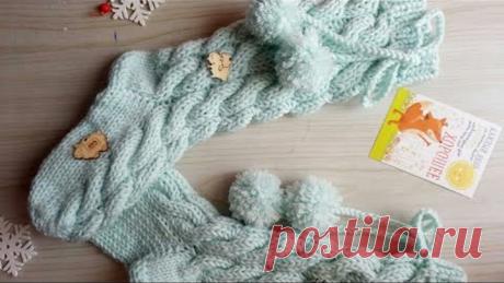 носки с косами на двух спицах / модные носочки с косами мастер класс