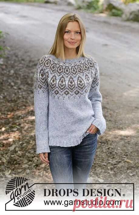 Джемпер Winter Heart

Размеры: S - M - L - XL - XXL - XXXL
Вам потребуется: пряжа DROPS NEPAL от Garnstudio 550-600-700-750-800-900 гр. цвет 8907, голубой дым; 150-150-200-200-200-250 гр. цвет 0612, средне-коричневый; 50-50-50-50-50-50 гр. цвет 0500, светло-серый;

или: DROPS AIR от Garnstudio 300-300-350-400-400-450 гр. цвет 10, туман; 100-100-100-100-100-150 гр. цвет 05, коричневый; 50-50-50-50-50-50 гр. цвет 18, светлый серо-зеленый; чулочные и круговые спицы (40 и 80 с...