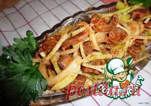 Корейский салат из куриных желудков с редькой - кулинарный рецепт