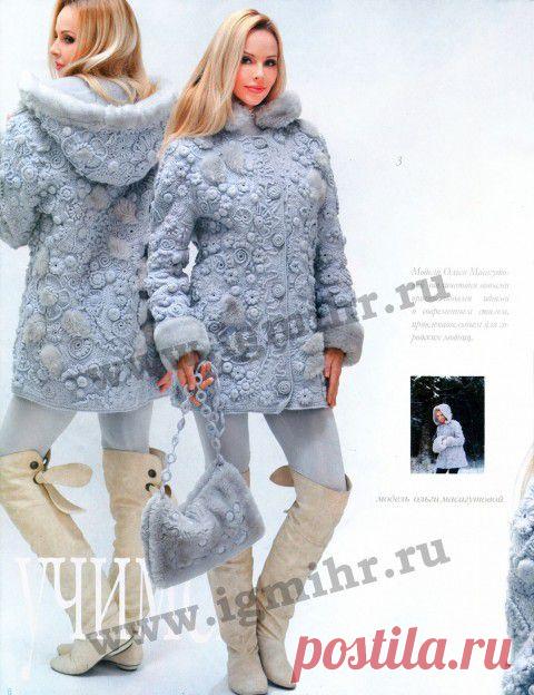 Необыкновенно красивое вязаное пальто мастера Ольги Масагутовой. Фриформ во всём великолепии. Мастер-класс с пошаговыми фотографиями.