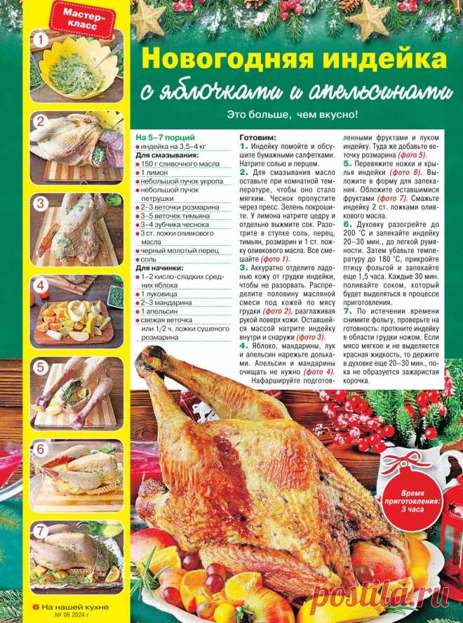Новогодняя индейка с яблочками и апельсинами