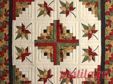 Autumn Splendor Log Cabin Quilt -- outstanding smartly made Amish Quilts from Lancaster (wh2215)