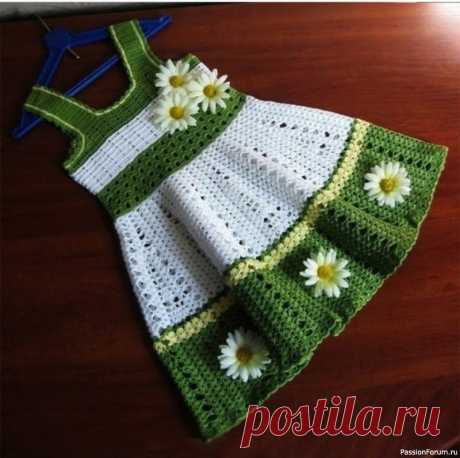 Летний ажурный сарафан на девочку, крючком.