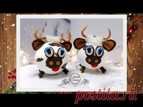 DIY🐮БЫЧОК - СИМВОЛ 2021 ГОДА СВОИМИ РУКАМИ🐮 Игрушки на елку🐮 Новогодние украшения🐮 Анна Кохан🐮