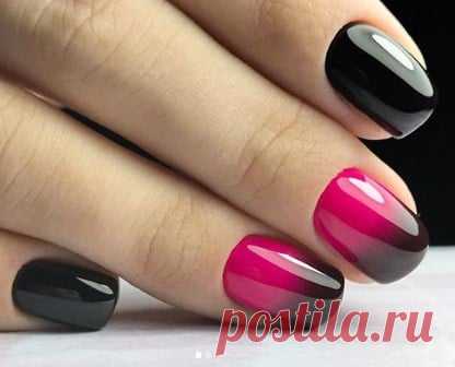 Красивый маникюр дома - черный маникюр на короткие ногти и черный френч - фото