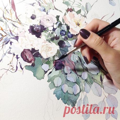 Misha в Instagram: «Продолжаю мучить букет) #draw#drawing#paint#painting#topcreator#art#artist#artwork#art_help#art_we_inspire#artgallery#illustration#flowers#fliwer#watercolor#watercolour#watercolorpainting#aquarelle#aquarela#autumn#цветы#акварель#живопись#work#progress#workinprogress#inspiration#bitanical#botanicalart#botanicalillustration»