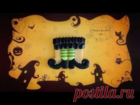 Halloween Cookies - How to make WITCHES LEGS decorated cookie