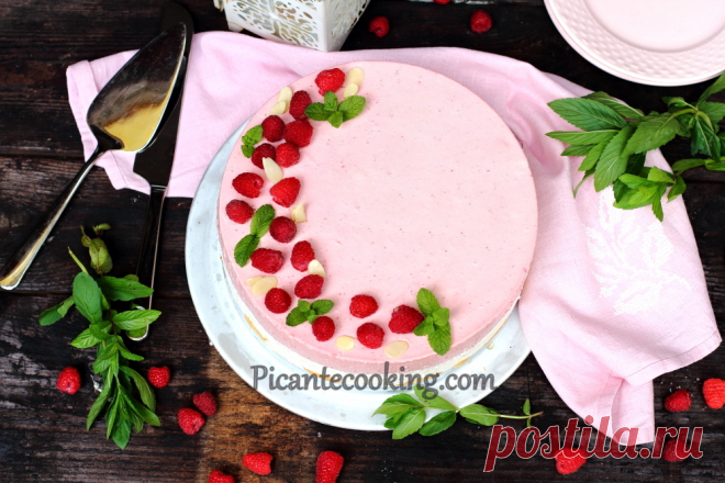 Лимонний сирник без випікання з малиновим мусом | Picantecooking
