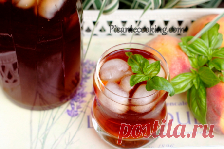 Холодний чай з персиком і базиліком | Picantecooking