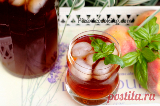 Холодний чай з персиком і базиліком | Picantecooking