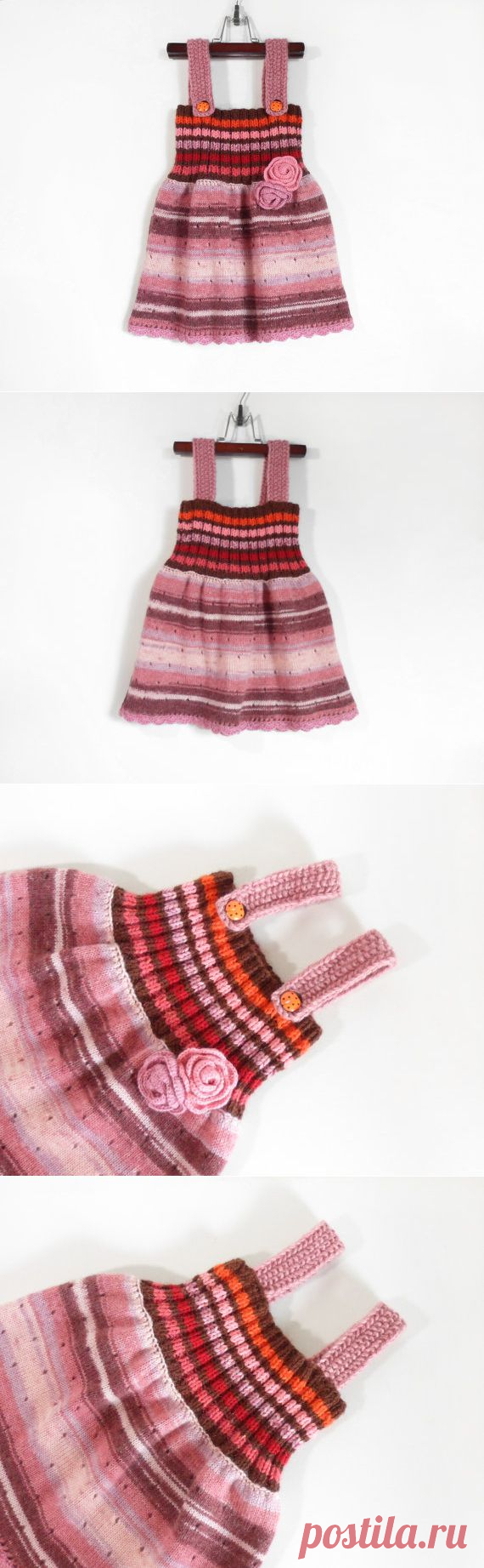 Knitted Girl Dress Red Tones 3 4 years от SasasHandcrafts