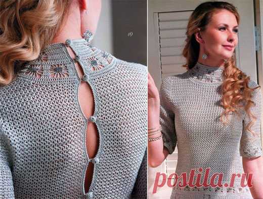 Бежевое платье крючком. Схема