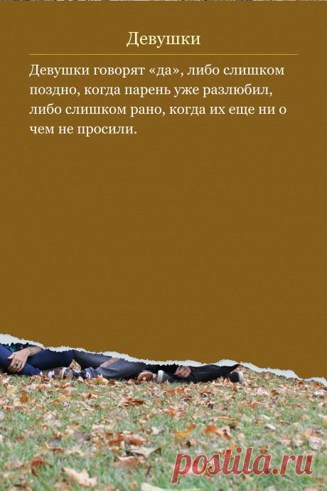 Цитата про «Девушек» — Девушки говорят «да», либо слишком поздно, когда…