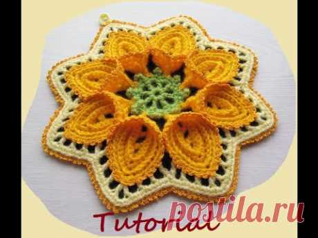 Tutorial flor puritan crochet. Flor grande de ganchillo. Parte 1 de 2.