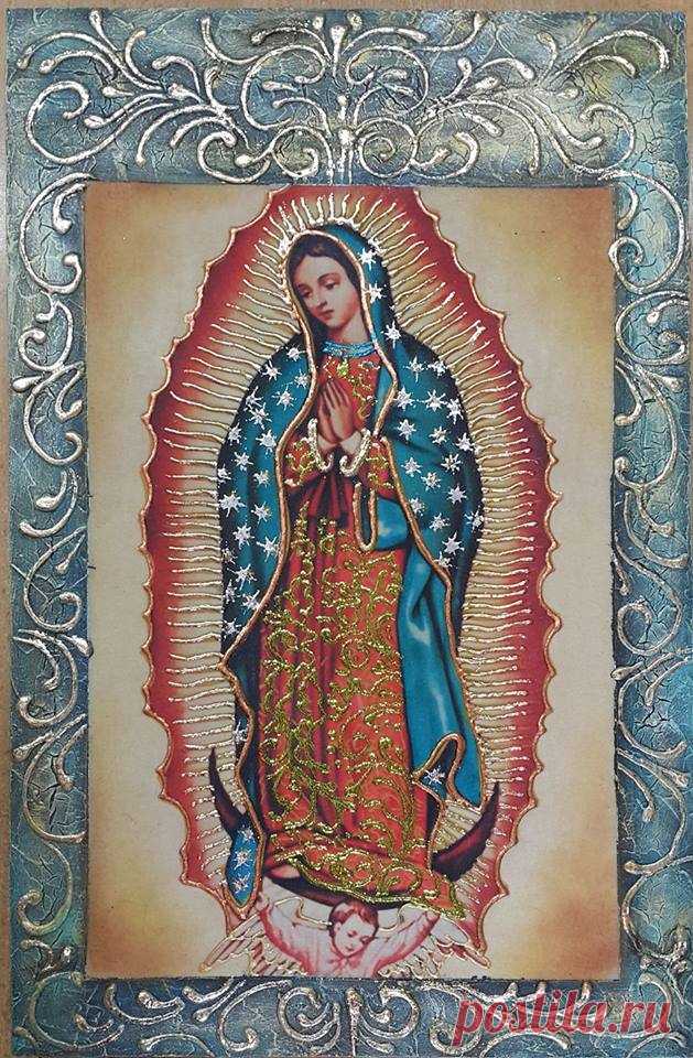 VIRGEN DE GUADALUPE
Imagen decorada con tintilla color oro
