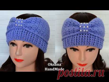 Весенняя повязка на голову крючком. Crochet headband