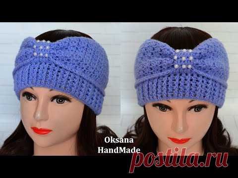 Весенняя повязка на голову крючком. Crochet headband