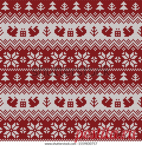 Knitted Christmas Vector Seamless Decorative Pattern: стоковая векторная графика (без лицензионных платежей), 1559830757