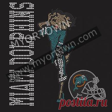 Mami Dolphins Betty Boop Football Iron on Rhinestone Transfer