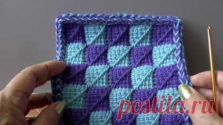 Плед тунисским крючком.