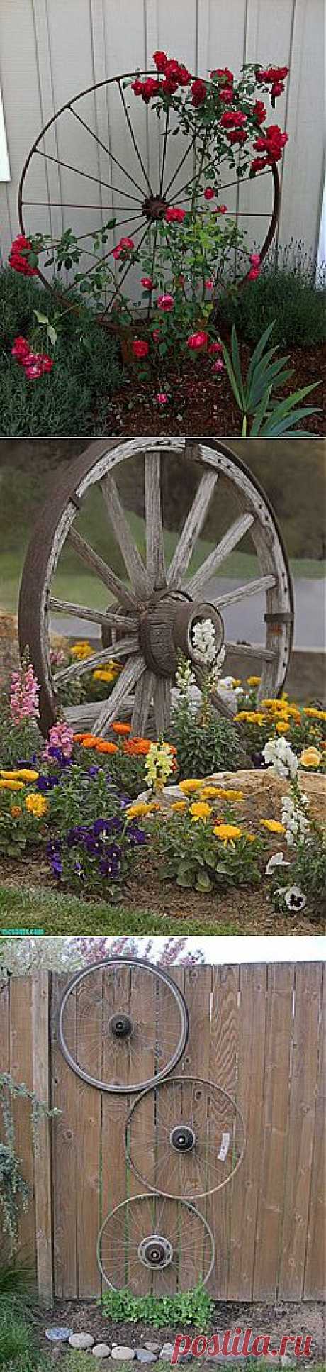 Wagon Wheel as Trellis | Gardening/Landscaping