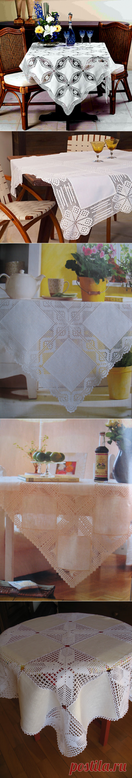 Красивейшие скатерти: ткань и кружево — Рукоделие