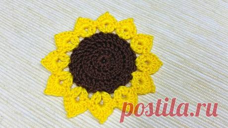 Вязаный крючком подсолнух. Мастер-класс с пошаговыми фотографиями. | Повязули. Вязание крючком и вязание С2С. | Яндекс Дзен