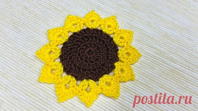 Вязаный крючком подсолнух. Мастер-класс с пошаговыми фотографиями. | Повязули. Вязание крючком и вязание С2С. | Яндекс Дзен