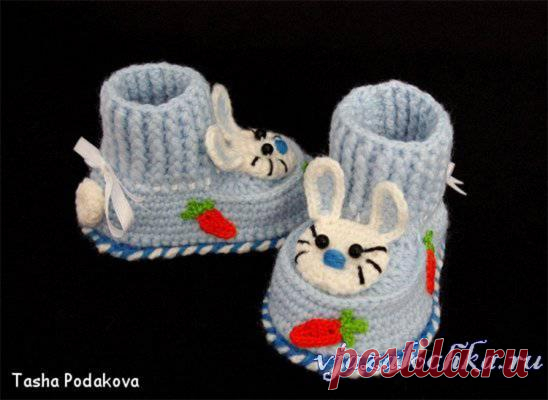 Пинетки «Зайчики» крючком от Tasha Podakova