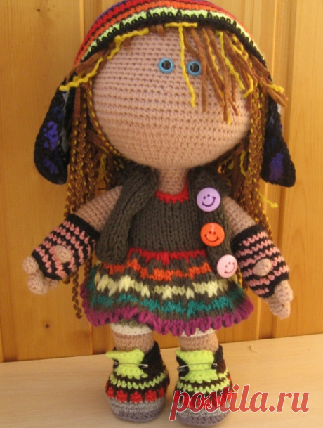 Вязаная кукла Малышка в растаманском наряде. Baby in a rastaman dress by Nady Strakovskaya.